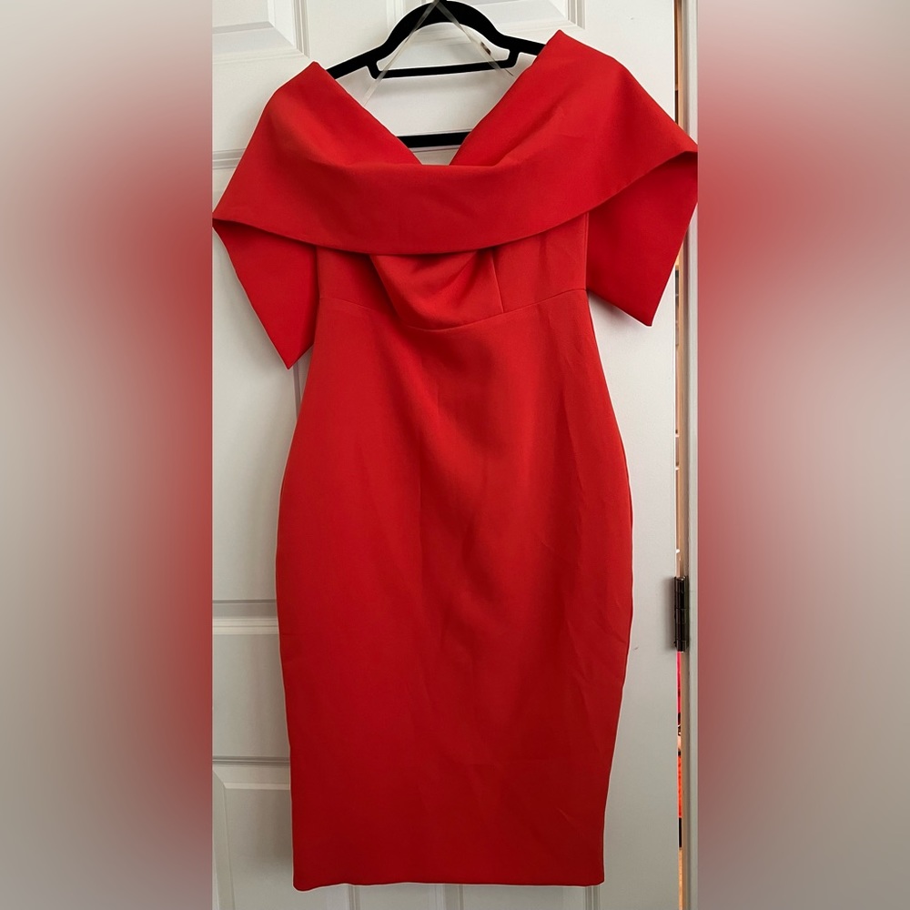 Orange off the shoulder dress